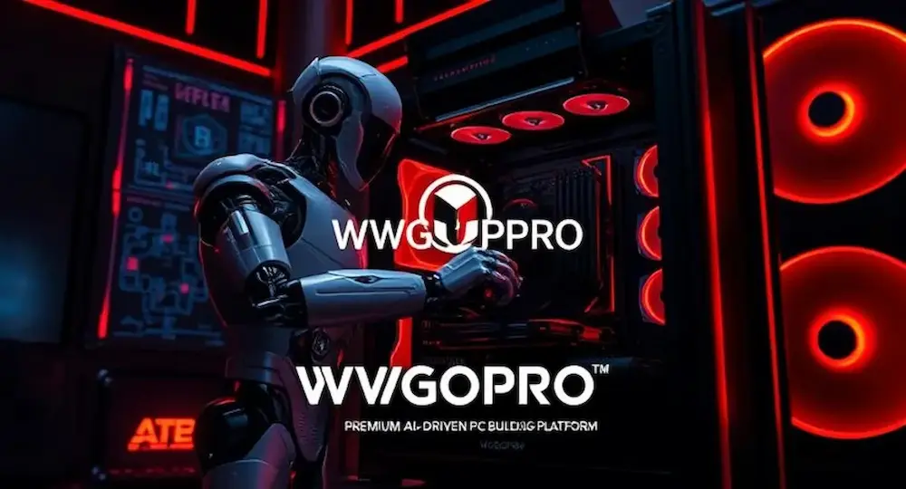 High-tech robot working on PC builds